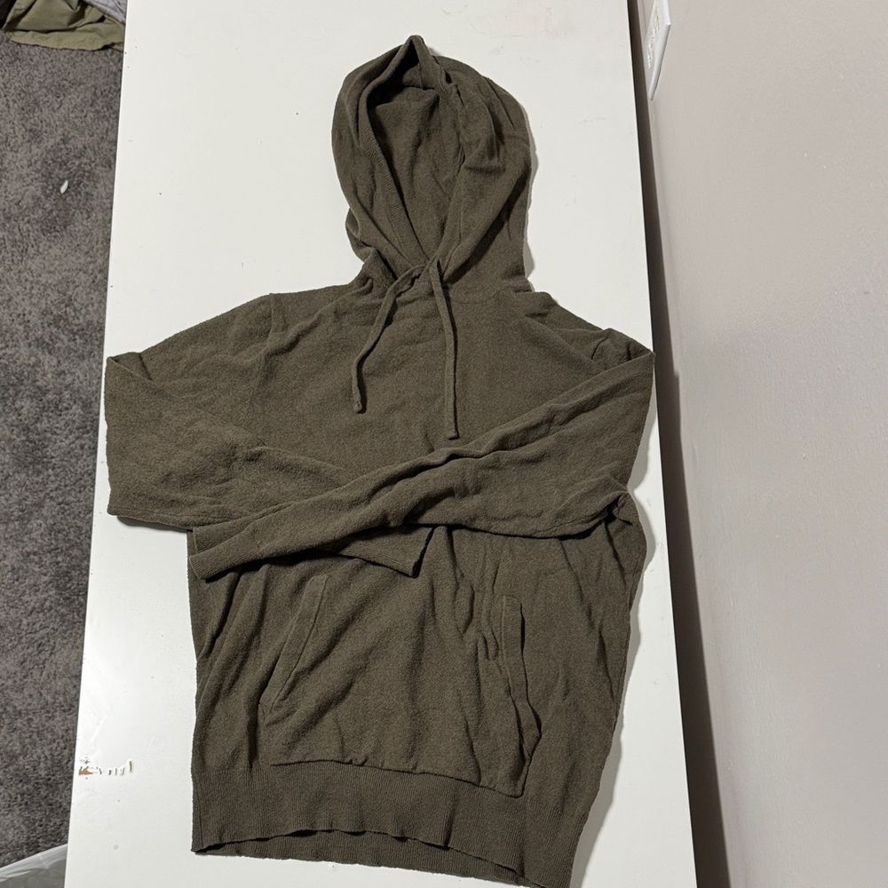 J crew Organic cotton-blend bouclé lightweight hooded pullover sweater - Medium